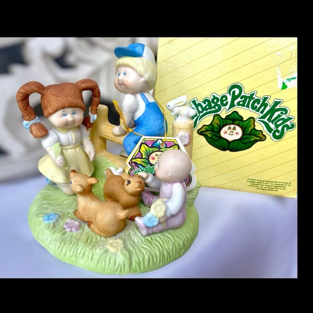 Vintage 1984 Cabbage Patch Kids Deer Friends Porcelain Figurine